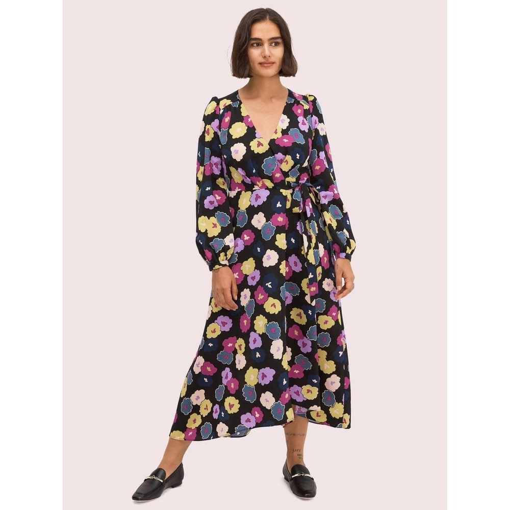 Kate Spade New York Floral Winter Garden Long Sleeve Wrap Dress Size 00